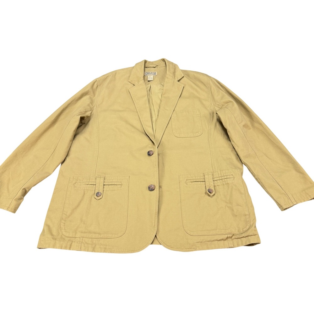 Duluth Trading Co Mens Khaki Cotton Canvas Field Jacket Blazer 2XLT Tan Black